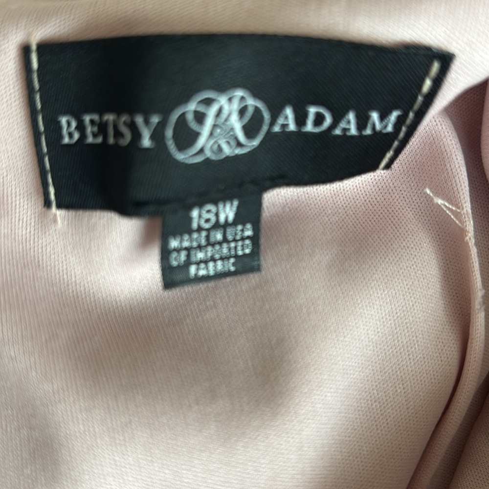 Betsy & Adam Gold and Pink Ruched Sheath Midi Dress - Picture 13 of 14